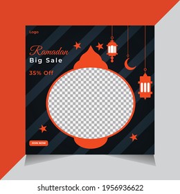 Ramadan sale social media Post Template, flyer, shape, Editable social media banner design for Ramadan.