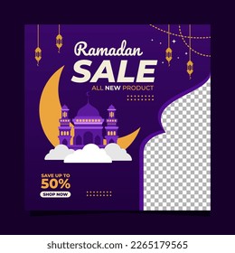 Ramadan sale social media post template design banners square
