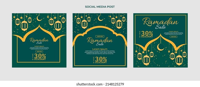 Ramadan sale social media posts. editable square social media post template. Ramadan sale and eid sale banner concept for promotion.
