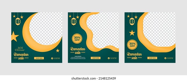 Ramadan sale social media posts. editable square social media post template. Ramadan sale and eid sale banner concept for promotion.
