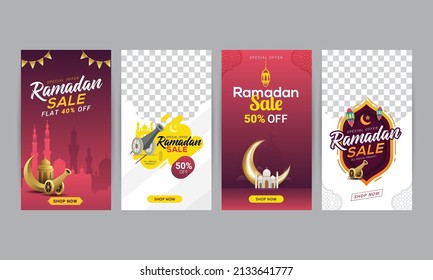 Ramadan sale social media stories banner discount template design for business promotion