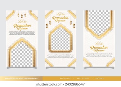 ramadan sale social media stories template vertical banner with white clean background and copy space