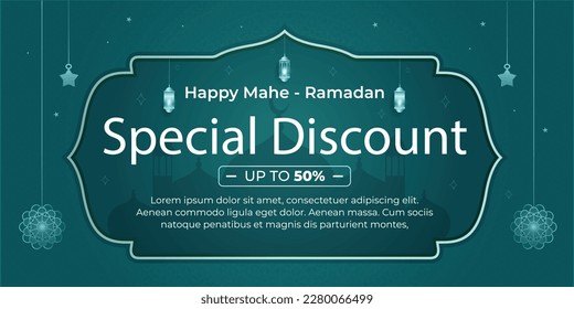 
Ramadan Sale With Special Discount And Social Media Theme Ramadan Kareem Lanterns Crescent Star.