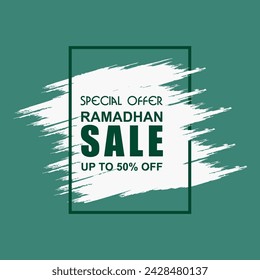 Ramadan Sale special offer, with brush effect background, discount banner in the month of Ramadan