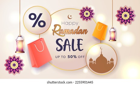 Ramadan Sale special offer design, Ramadan Kareem concept, celebration of the holy month of ramadan. muslim ornament