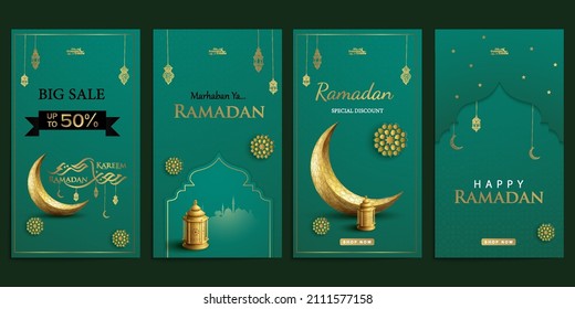 Ramadan sale stories social media posts collection set