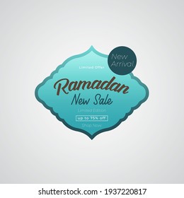 Ramadan Sale tag discount for banner, sticker and label. Ramadan New Sale Special Offer. ramadan kareem and Eid Mubarak vector illustration.