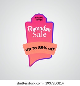 Ramadan Sale tag discount for banner, sticker and label. Ramadan Eid Sale Special Offer. ramadan kareem and Eid Mubarak vector illustration.