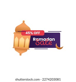 Ramadan sale tag label special discount up to 45% template design