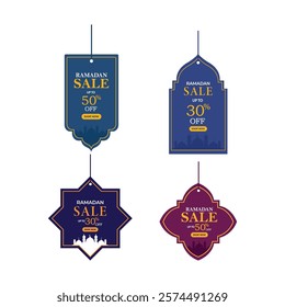 Ramadan Sale Tag Set Vector Illustration. Ramadan Concept Design