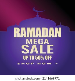 Ramadan sale template design with a crescent moon with Islamic background ornaments. suitable for web promotion and social media, Ramadan sale social media post template banners ad. Editable vector il