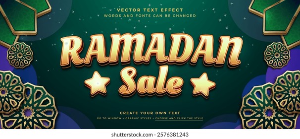 Ramadan sale text effect, Islamic celebration vector background
