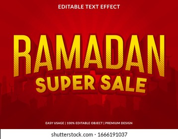 ramadan sale text effect template with 3d type style and retro concept use for brand label and logotype sticker