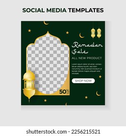 ramadan sale theme social media post template. Islamic background.