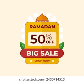 Ramadan Sale Vektor mit flachem Design-Konzept. Ramadan Kareem. Vektor-Illustration. Kann für islamische Basare, Ramadan-Märkte und Verkäufe während des Fastenmonats verwendet werden
