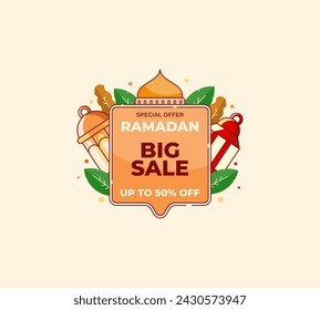 Ramadan sale vector with islamic icon concept. vector illustration. vector ramadan. can be used for bazaars, Islamic shops, and sales during Ramadan