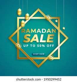 Ramadan sale, web header and banner design with hanging intricate lanterns, poster, ramadan greeting Card Illustration, background, flyer, illustration, brochure and sale background