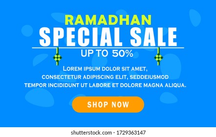 Banners de promoción de ventas de Ramadán, diseño vectorial, con adición de rhombus y vectores de color que están en armonía con el evento de Ramadán