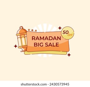 ramadan sales vector. vector illustration of ramadan with 50% discount. sales vector. Can be used for bazaars, shops and Ramadan events