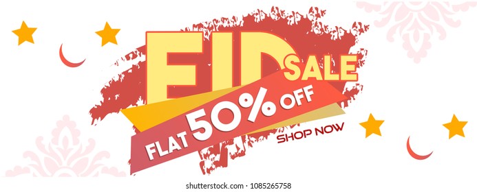 Ramadan Sale,web banner design with red brush and 50% discount offer.