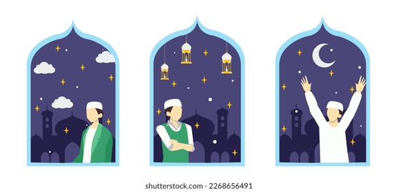 Ramadan Scene Bundle Flat Design