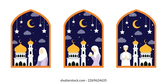 Ramadan Scene Bundle Flat Design
