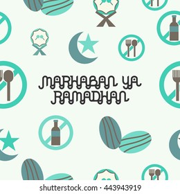 Ramadan seamless pattern, welcome Ramadan in Arabic.