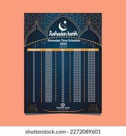 Ramadan Seihri and Iftar Time Sehedule design Stay organized during Ramadan with our customizable time calendar schedule flyer design. Eye-catching layout and detailed schedule. Make the most of this 