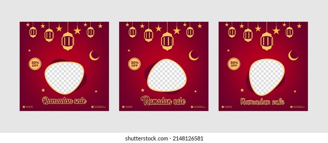 Ramadan sells social media posts. editable square social media post template. Ramadan sale and eid sale banner concept for promotion.
