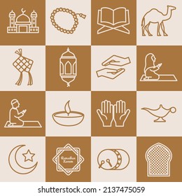 ramadan set icon symbol template for graphic and web design collection logo vector illustration