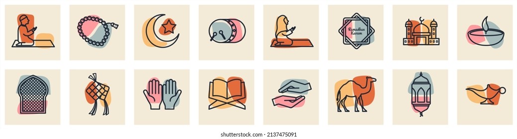 ramadan set icon symbol template for graphic and web design collection logo vector illustration