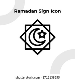 Ramadan Sign Icon with Outline Style, Muslim and Ramadan Theme, Vector Editable