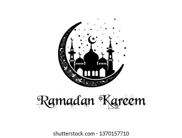 Ramadan silhouette logo with mosque design