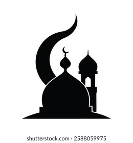 Ramadan silhouette vector on white background