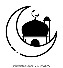 ramadan simple flat line icon, mosque flat line icon, islamic icon