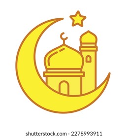 ramadan simple flat line icon, mosque flat line icon, islamic icon