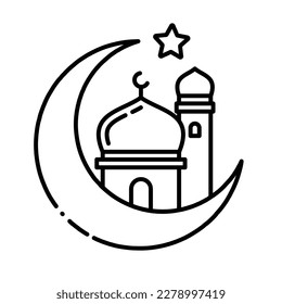 ramadan simple flat line icon, mosque flat line icon, islamic icon