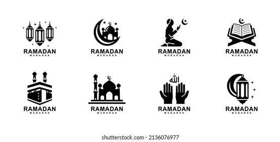 Ramadan simple logo set vector