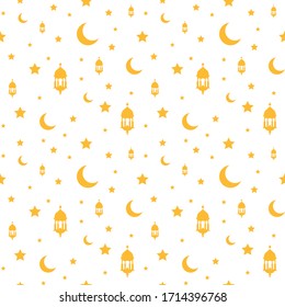 Ramadan Simple Pattern Yellow on White Background