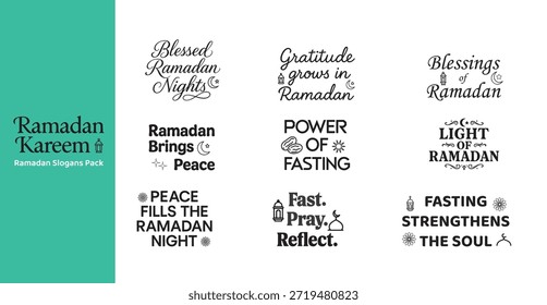 Paquete de eslóganes de Ramadán Tipografía islámica Citas Colección