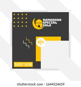 ramadan Social media pack. Business presentation template. Set of modern square blog posts Editable simple info banner, trendy book cover idea. Minimal. For app, web mail digital display style. 