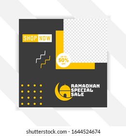 ramadan Social media pack. Business presentation template. Set of modern square blog posts Editable simple info banner, trendy book cover idea. Minimal. For app, web mail digital display style. 