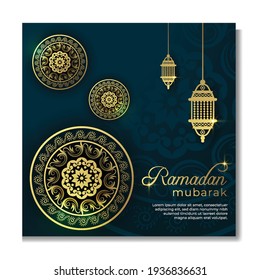 Ramadan social media post design with luxury mandala .Vector background design for web.