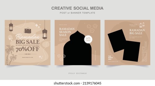 Ramadan Social Media Post design. A good template for advertising on social media. Perfect for social media posts, background, and web banner internet ads.