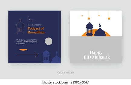Ramadan Social Media Post Design. Eine gute Vorlage für Werbung in sozialen Medien. Ideal für Social-Media-Posts, Hintergrund und Web-Banner-Internetwerbung.
