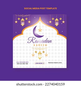 Ramadan Social Media Post design. A good template for advertising on social media.background, and web banner