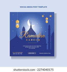 Ramadan Social Media Post design. A good template for advertising on social media.background, and web banner