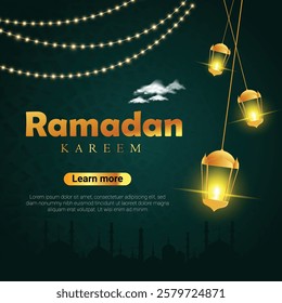 Ramadan social media post design, ramadan background template