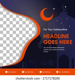 Ramadan social media post template banners vector with flat illustration background. Month of fasting for muslims.