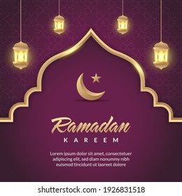 Ramadan Social Media Post Template Banner, Editable Square Background for Social Media Post or Online Advertising.